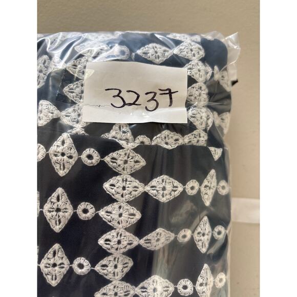 Maje Women's Size 34 Navy Woven Embroidered Frills Round Neck Trapeze Mini Dress - Picture 13 of 13